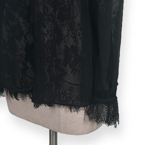 THE KOOPLES Sheer Lace Top Corset Ribbon Blouse Peplum Black Dark Romance Sexy - Picture 4 of 13